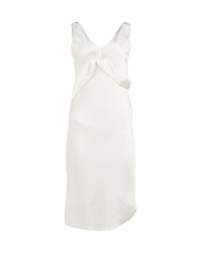 Helmut Lang Sash Ivory white double satin dress thumbnail