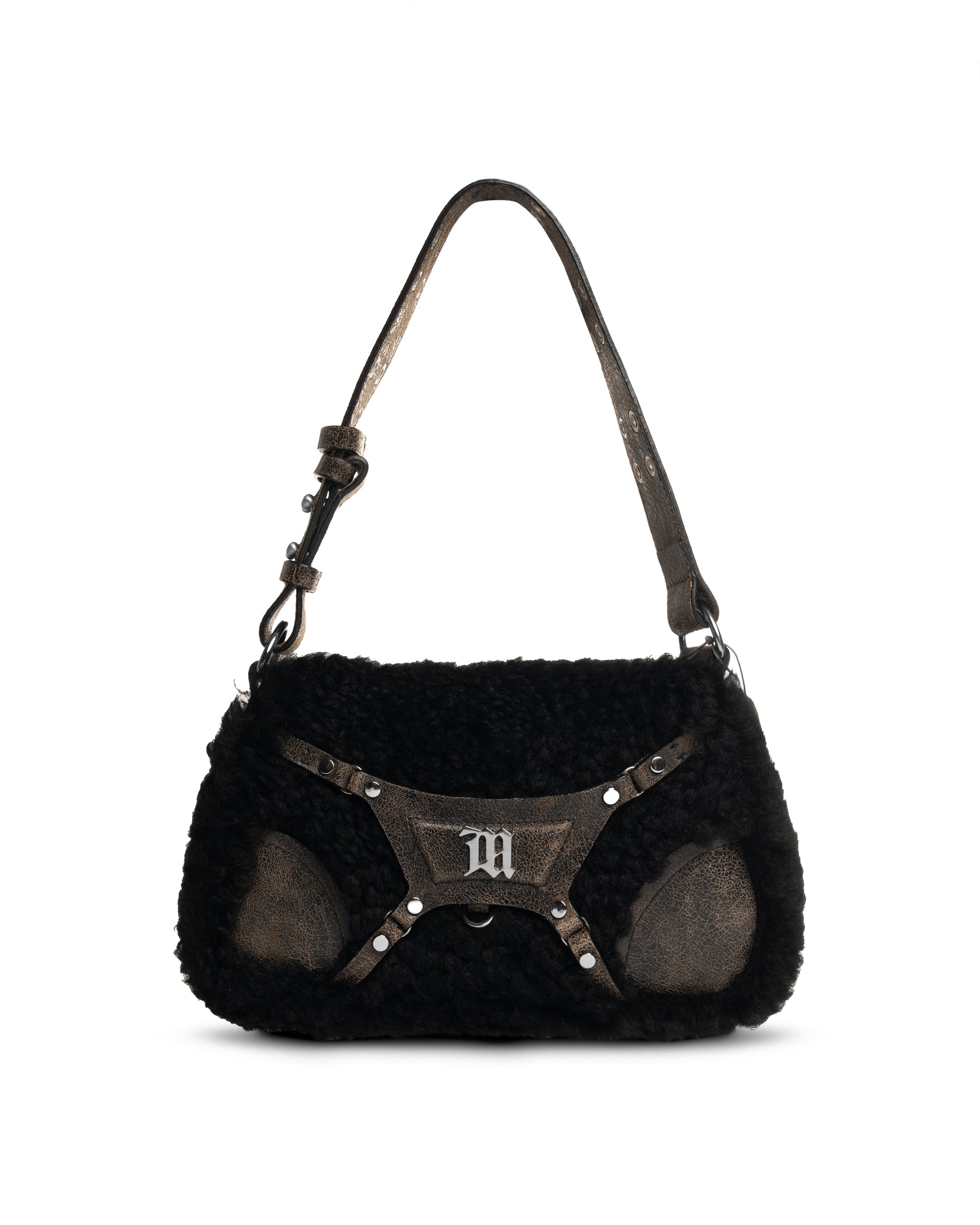 MISBHV Fetish brown shearling shoulder bag MISBHV