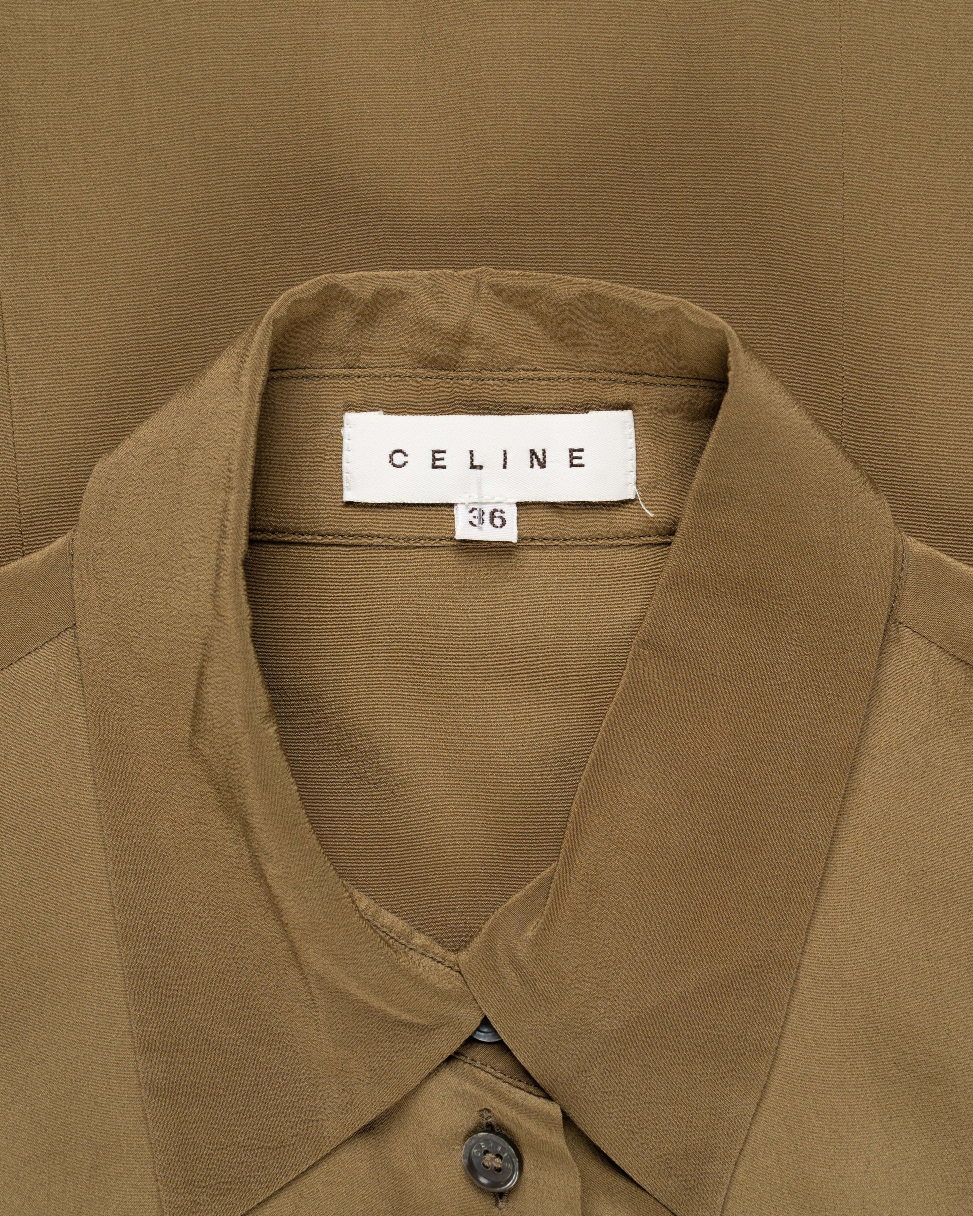 Celine military epaulets silk button-up shirt Celine