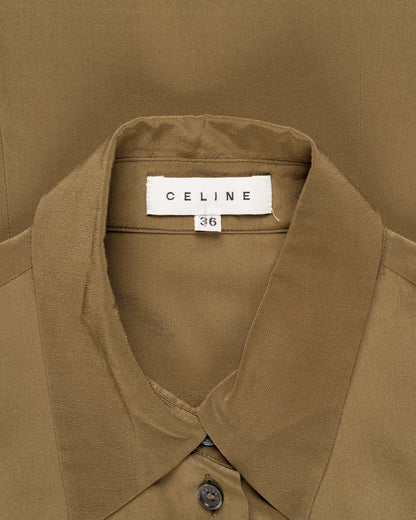Celine military epaulets silk button-up shirt Celine