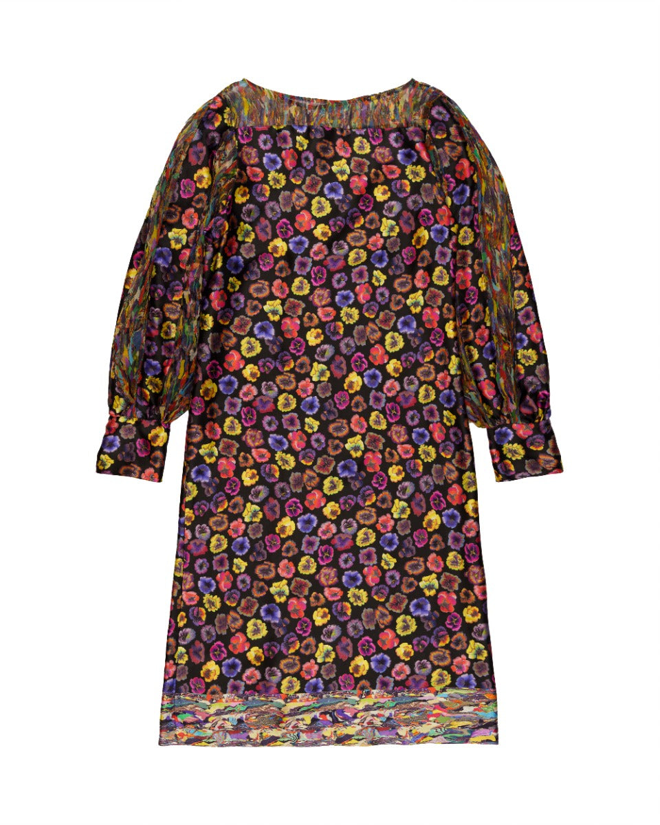 Dries Van Noten Floral-appliqué silk dress