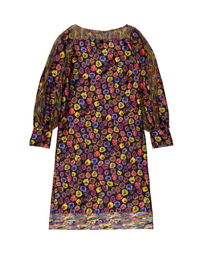 Dries Van Noten Floral-appliqué silk dress Dries Van Noten