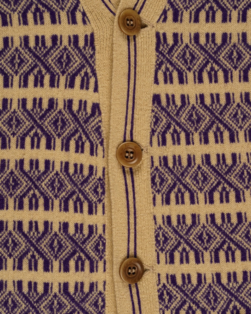 Dries Van Noten geometric rib purple cardigan