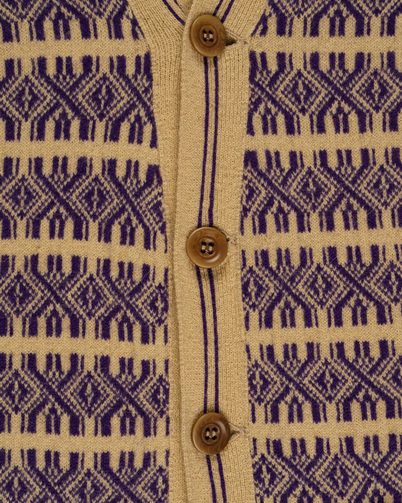 Dries Van Noten geometric rib purple cardigan thumbnail