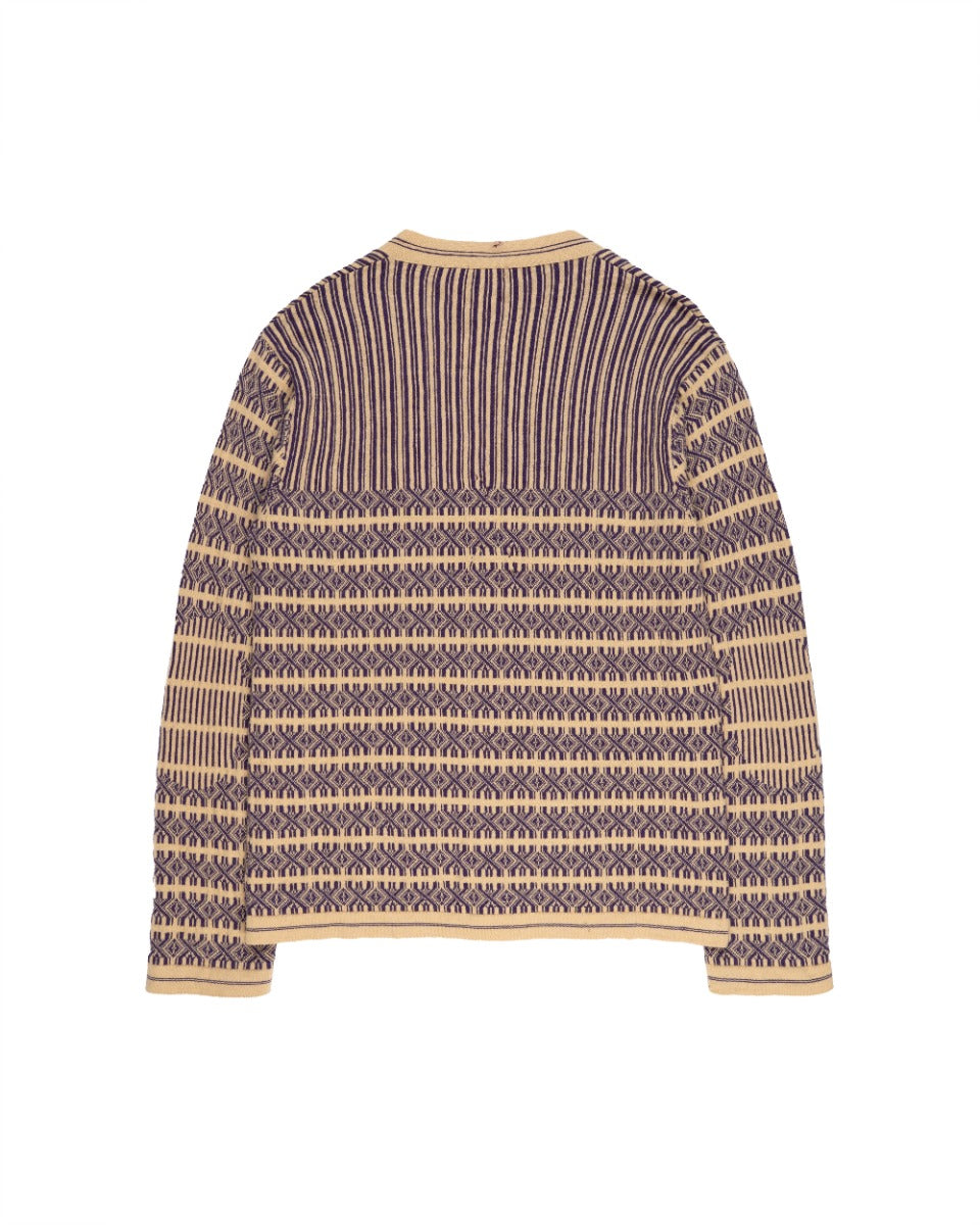 Dries Van Noten geometric rib purple cardigan