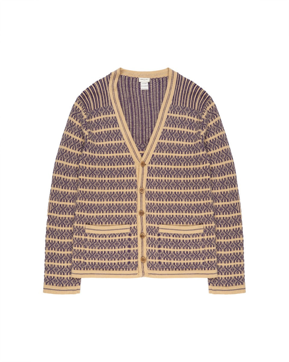 Dries Van Noten geometric rib purple cardigan Dries Van Noten