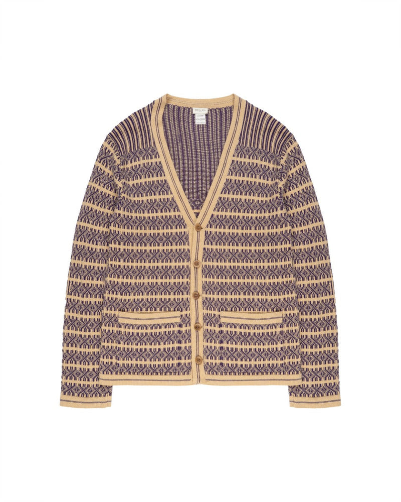 Dries Van Noten geometric rib purple cardigan thumbnail