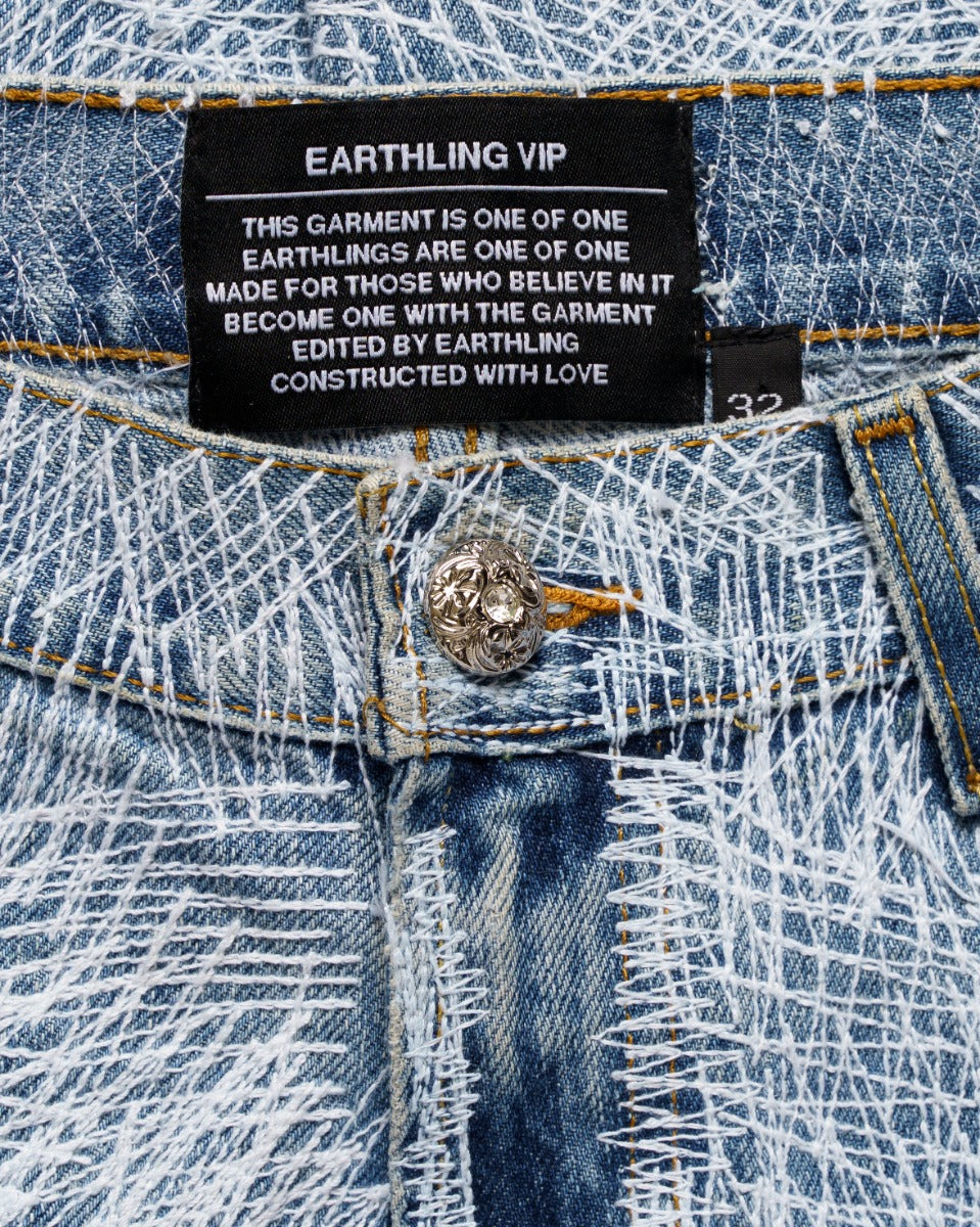EARTHLING VIP Circus Stitch blue denim pants