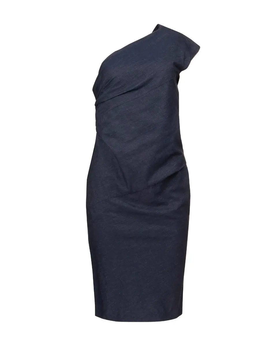 Emilio Pucci one-shoulder midi linen dress Emilio Pucci