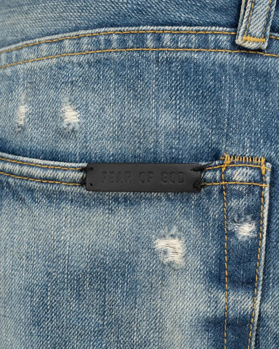 Fear of God Seventh Collection repaired dark blue denim