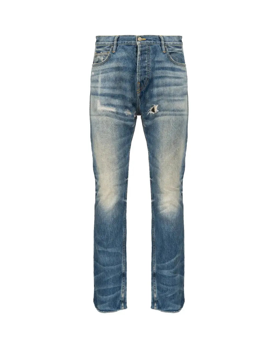 Fear of God Seventh Collection repaired dark blue denim Fear of God