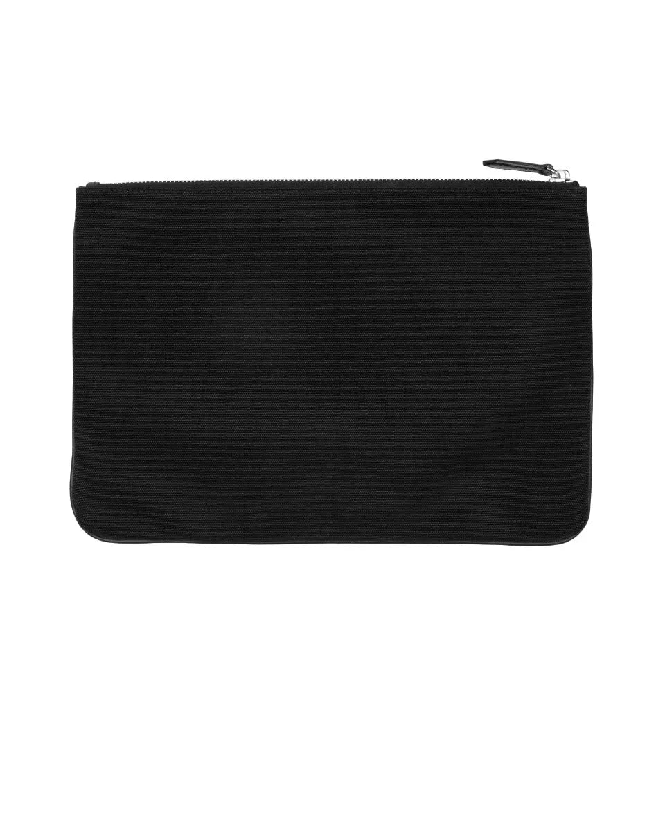 Fendi Vitello Grace canvas logo black clutch bag