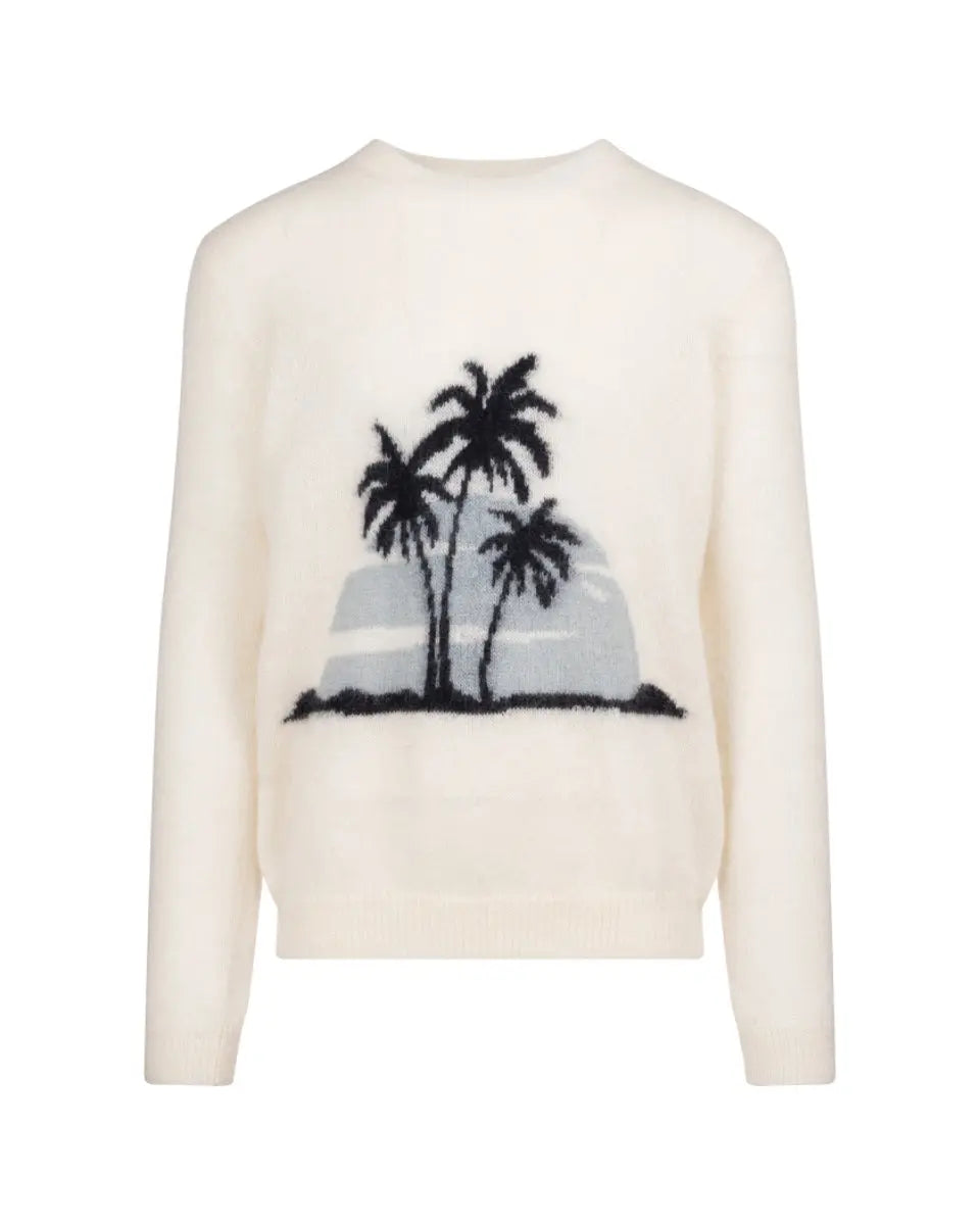 Saint Laurent Palm Tree cream white sweater Saint Laurent