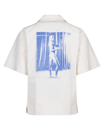 Wales Bonner Blue Duets ecru short sleeve shirt Wales Bonner