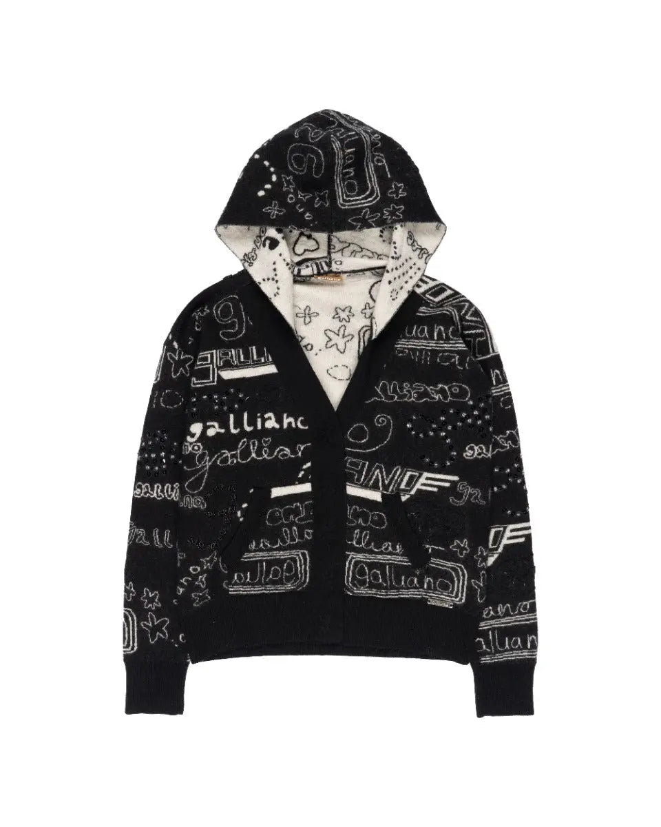 Galliano abstract spellout knitted cardigan John Galliano