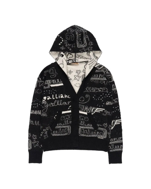 Galliano abstract spellout knitted cardigan John Galliano