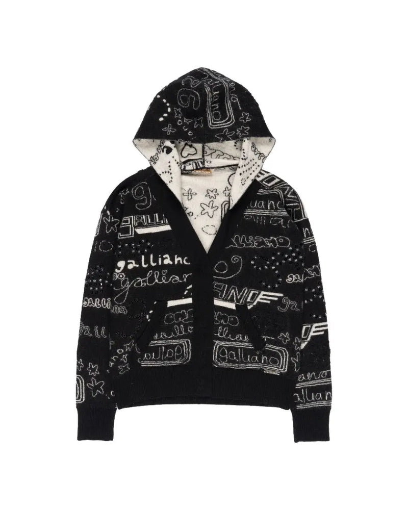 Galliano abstract spellout knitted cardigan thumbnail