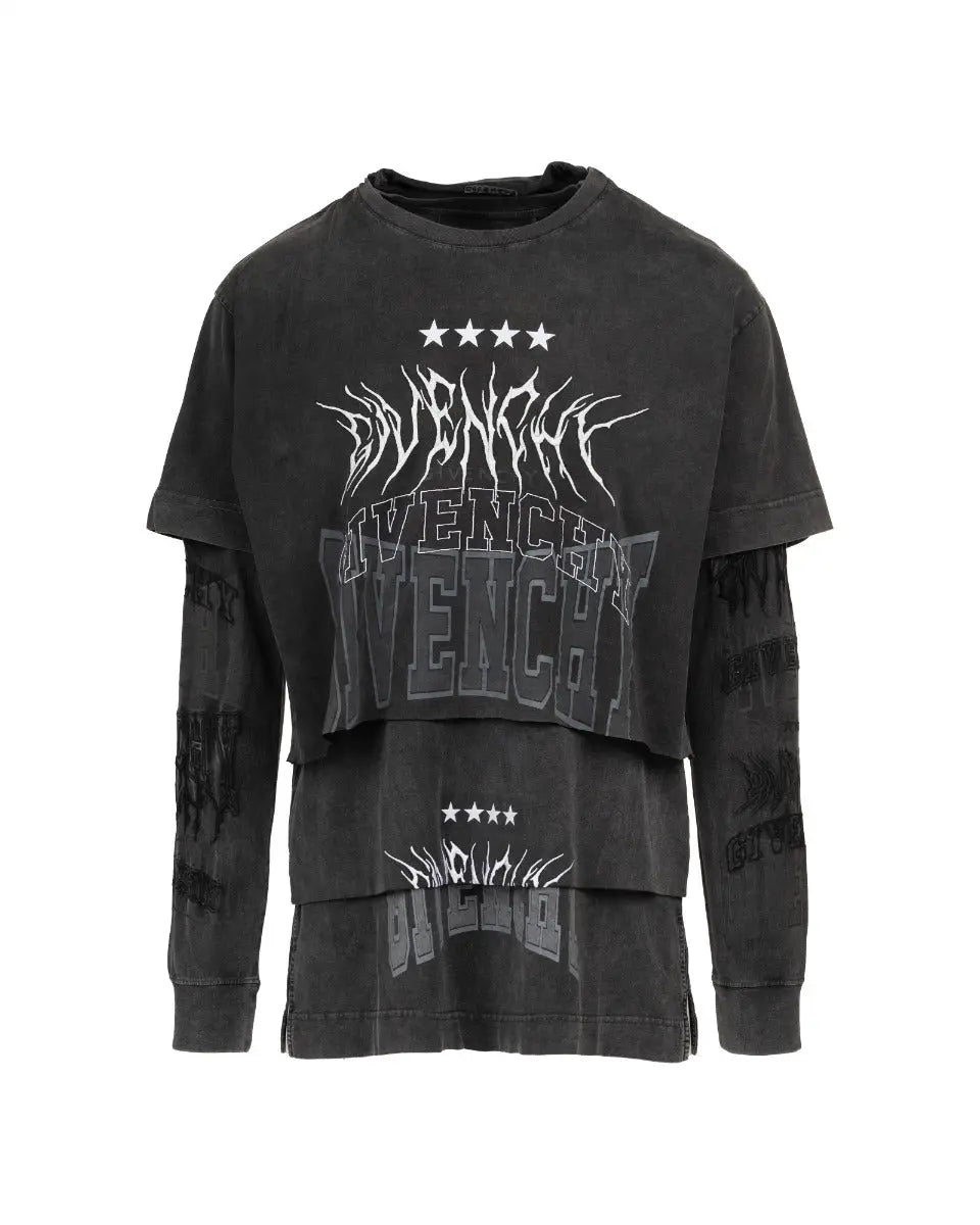 Givenchy multi-layered washed grey hoodie Givenchy