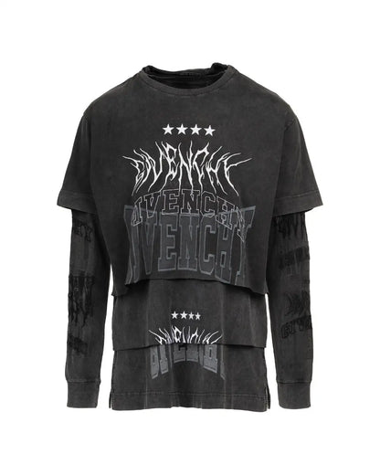 Givenchy multi-layered washed grey hoodie Givenchy