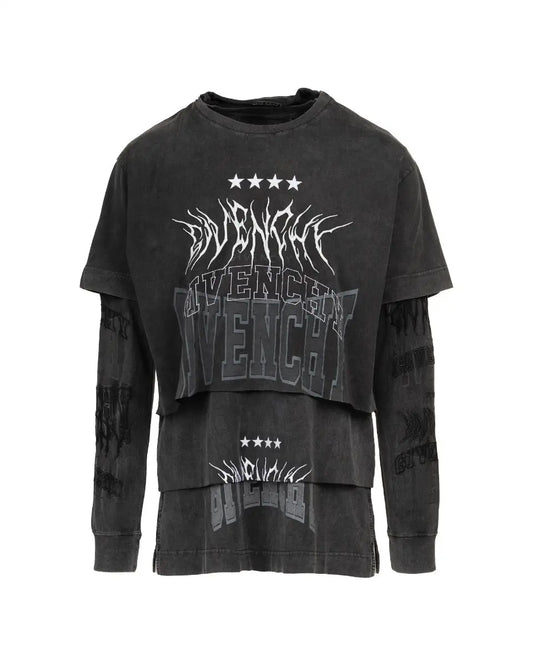 Givenchy multi-layered washed grey hoodie Givenchy