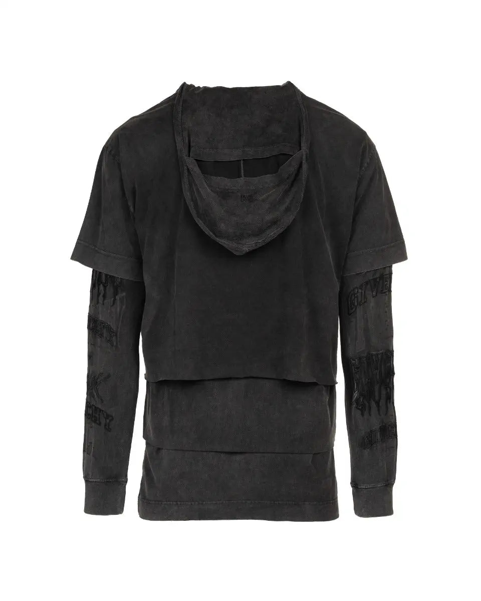 Givenchy multi-layered washed grey hoodie Givenchy