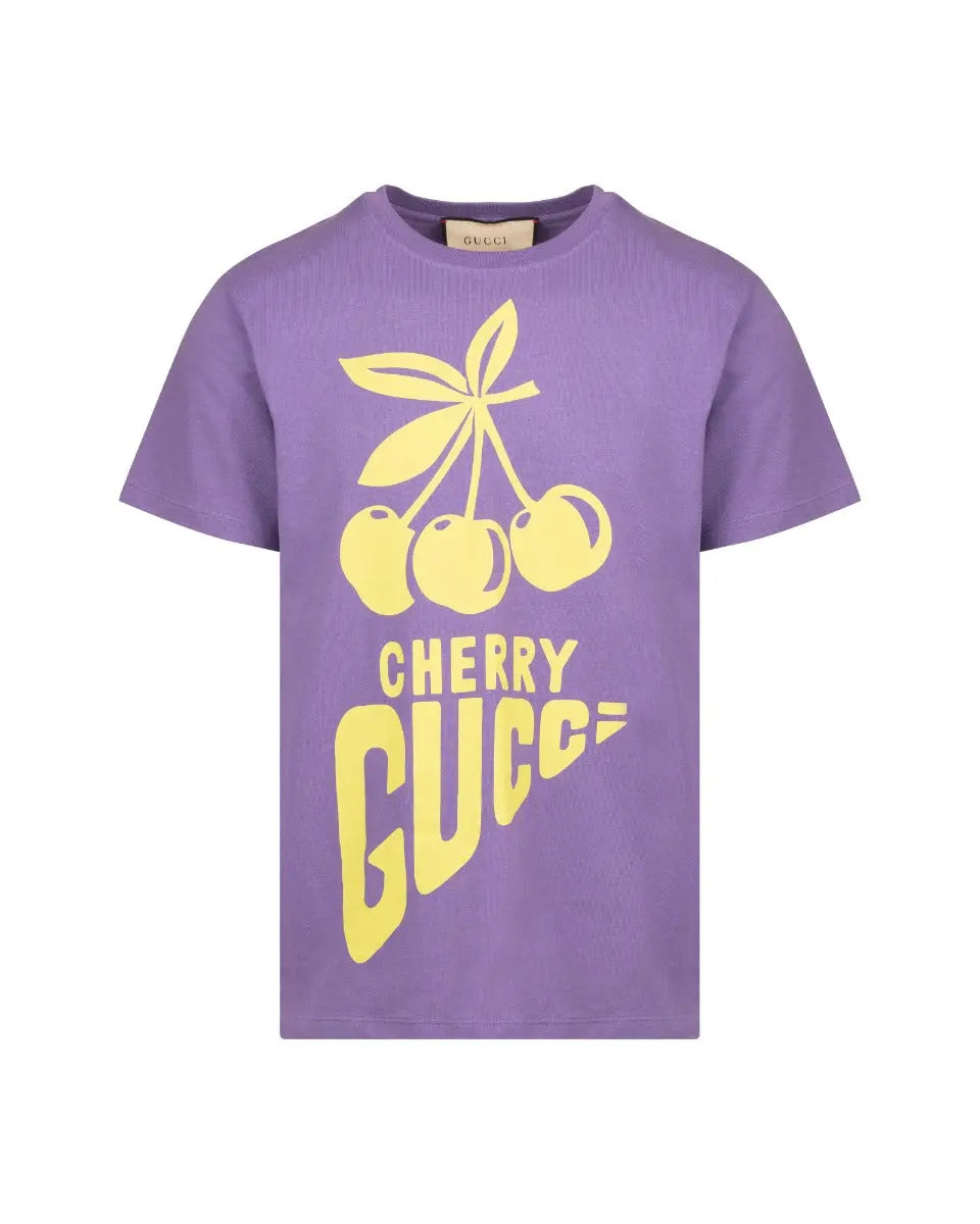 Gucci "Cherry Gucci" lilac t-shirt Gucci
