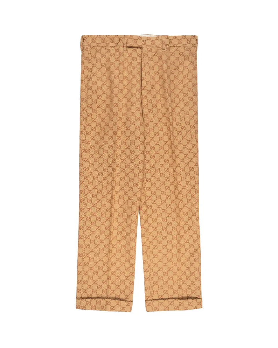 Gucci "GG" monogram canvas formal straight pants
