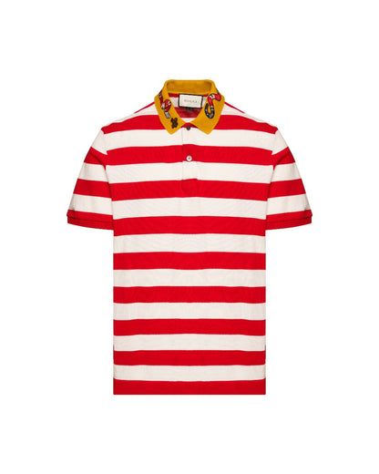 Gucci Kingsnake collar embroidery striped polo t-shirt Gucci
