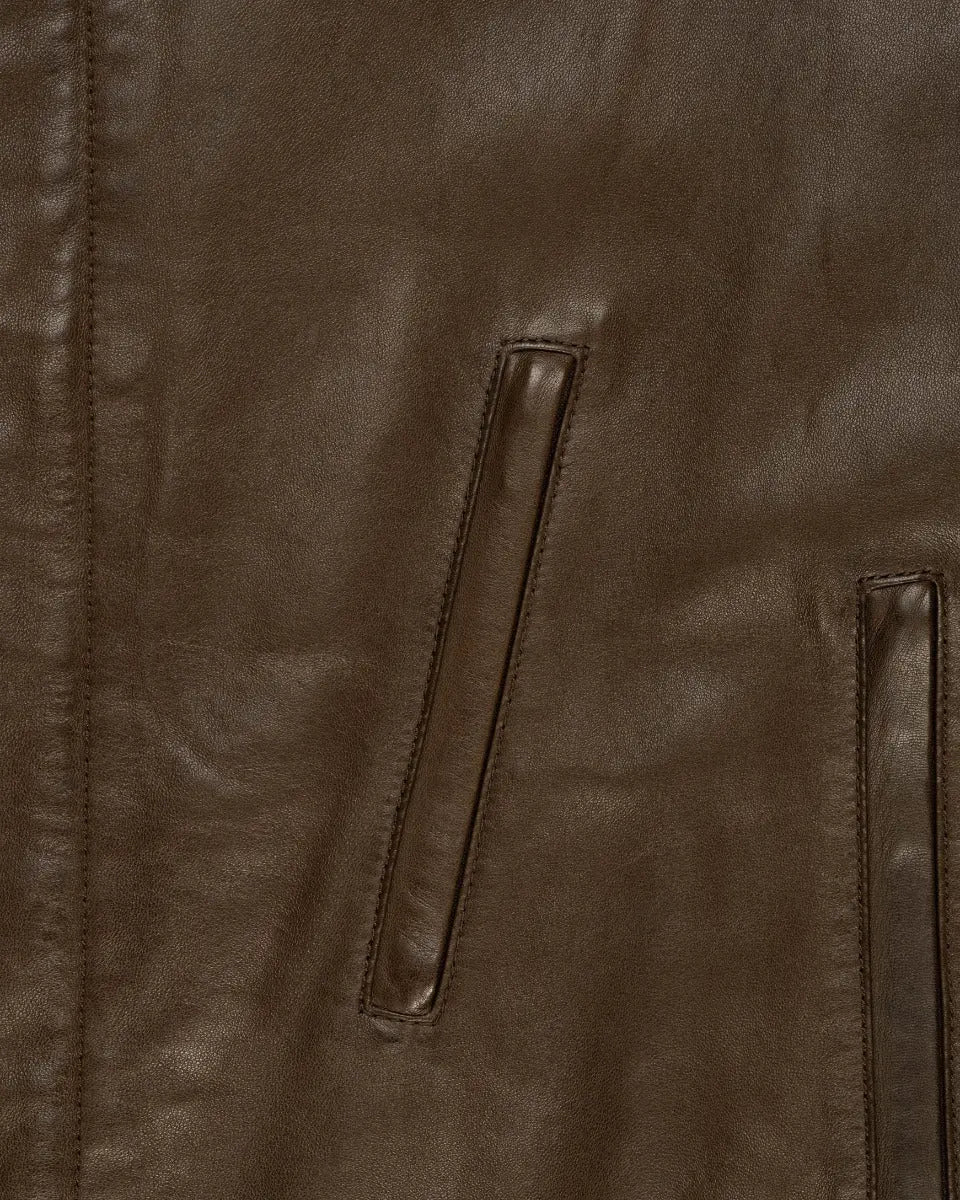 Gucci leather biker mud-brown jacket