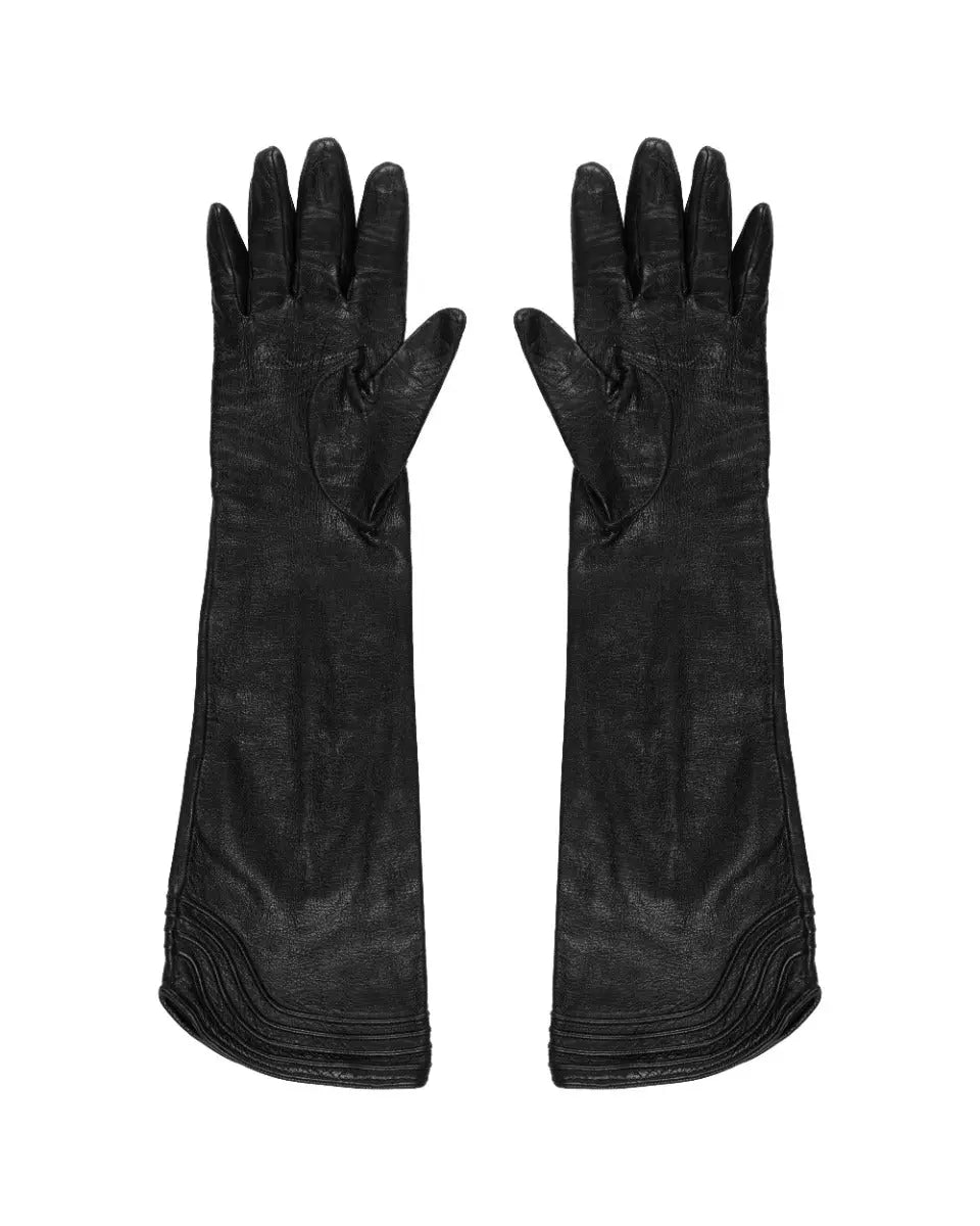 Gucci long leather moto gloves