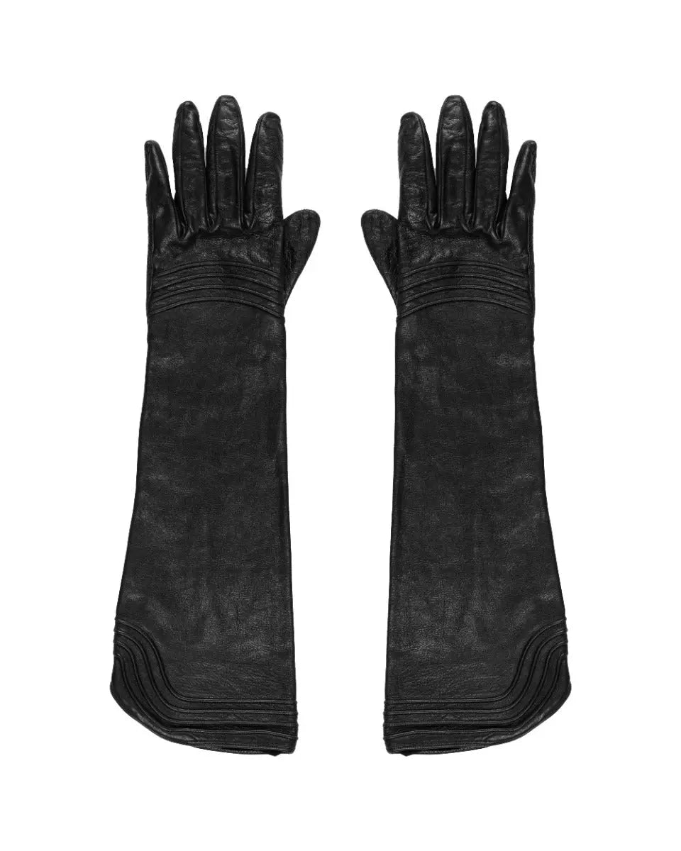 Gucci long leather moto gloves