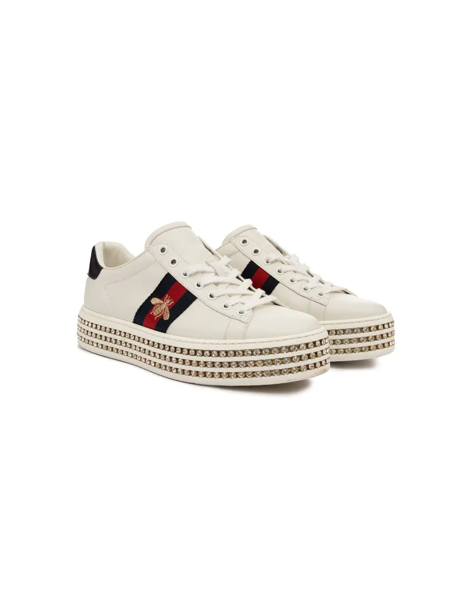 Gucci New Ace crystal platform sneakers