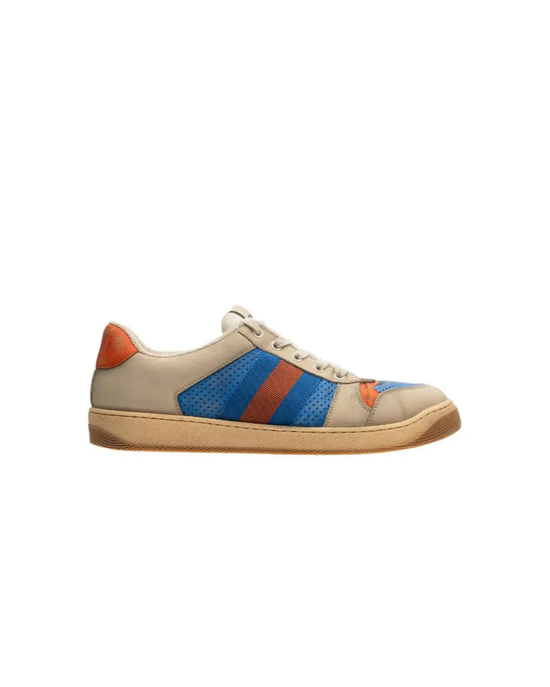 Gucci Virtus distressed leather and webbing sneakers thumbnail