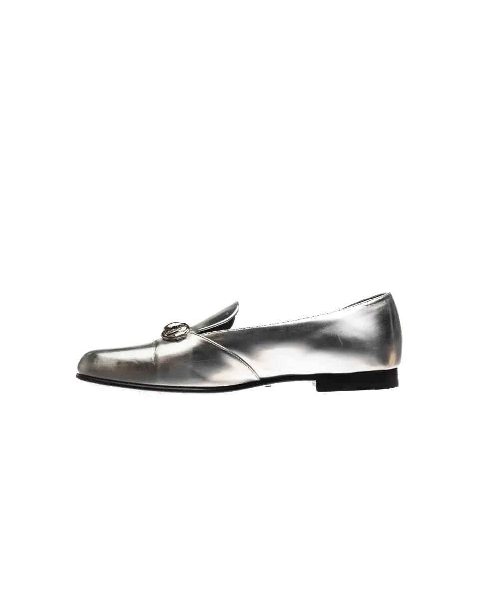 Gucci Jordaan Horsebit silver metallic loafers