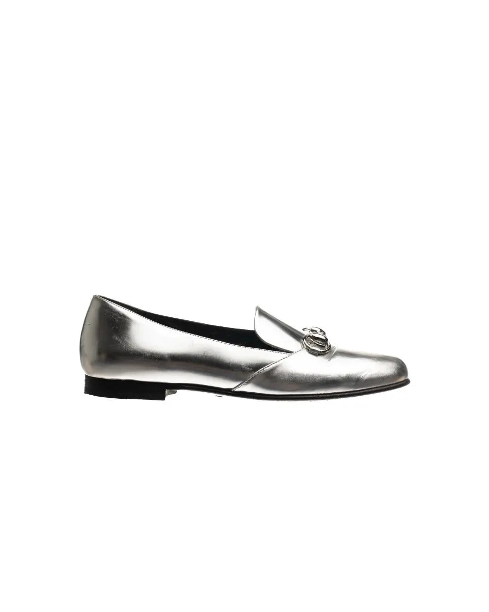 Gucci Jordaan Horsebit silver metallic loafers Gucci