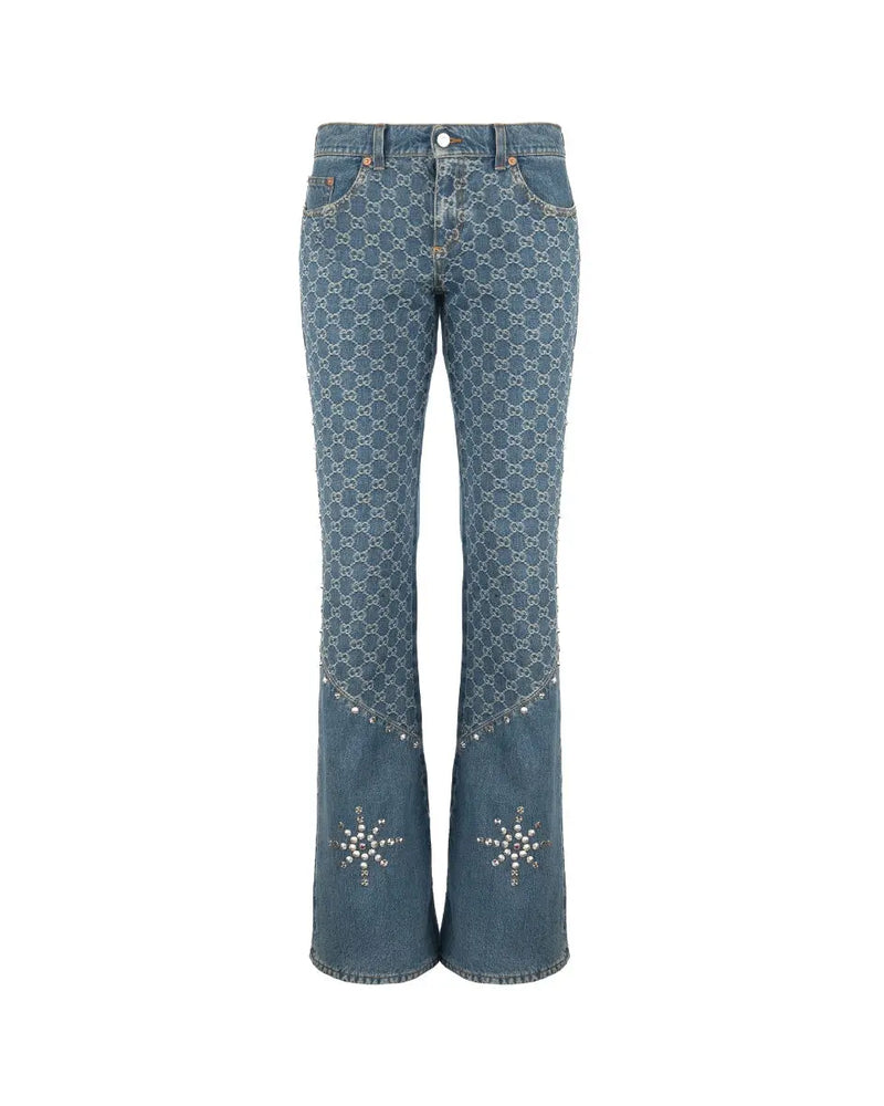 Gucci x Palace allover GG pattern studded bootcut jeans thumbnail