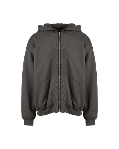 Haider Ackermann oversized double-layer dark-grey perth cotton zip sweatshirt Haider Ackermann