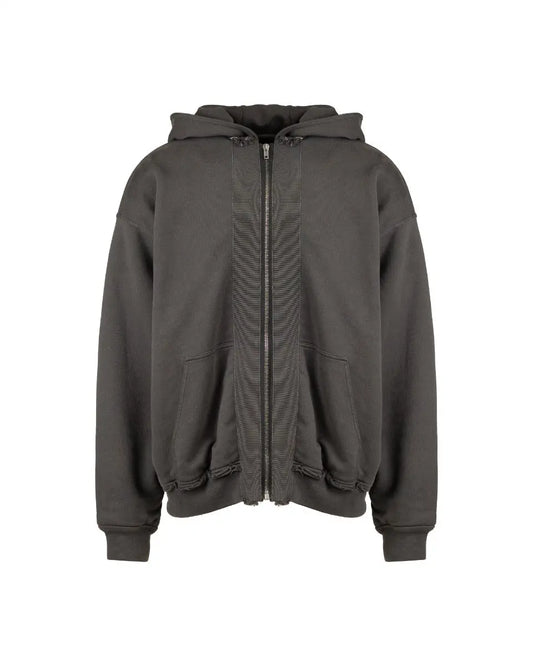 Haider Ackermann oversized double-layer dark-grey perth cotton zip sweatshirt Haider Ackermann