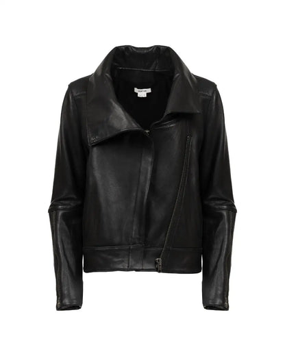 Helmut Lang high collar lamb leather biker jacket Helmut Lang