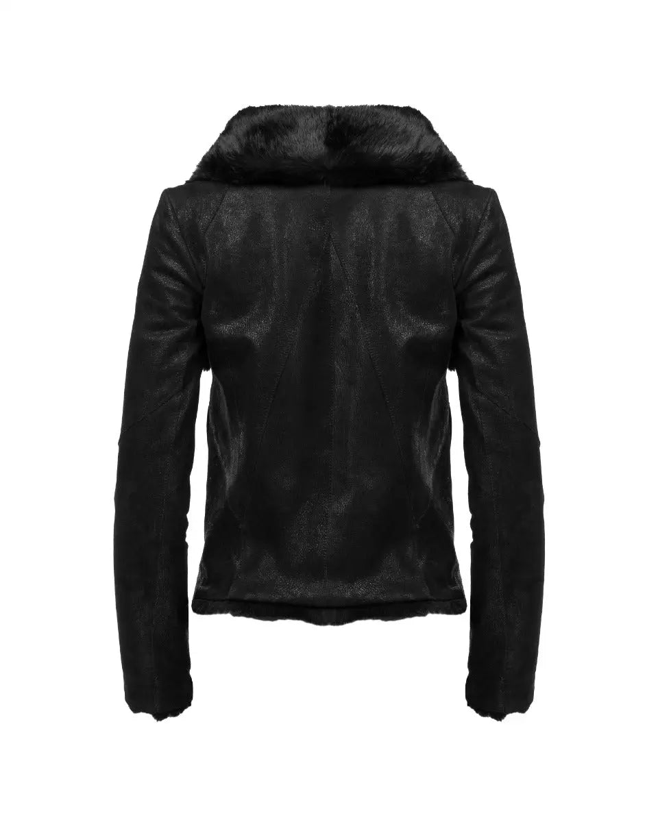 Helmut Lang rabbit fur/lamb leather hooded jacket