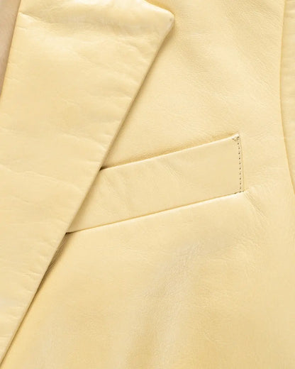 Helmut Lang Taupe single-breasted leather blazer jacket Helmut Lang