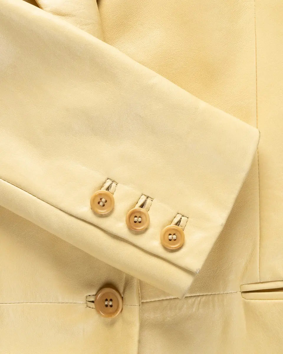 Helmut Lang Taupe single-breasted leather blazer jacket