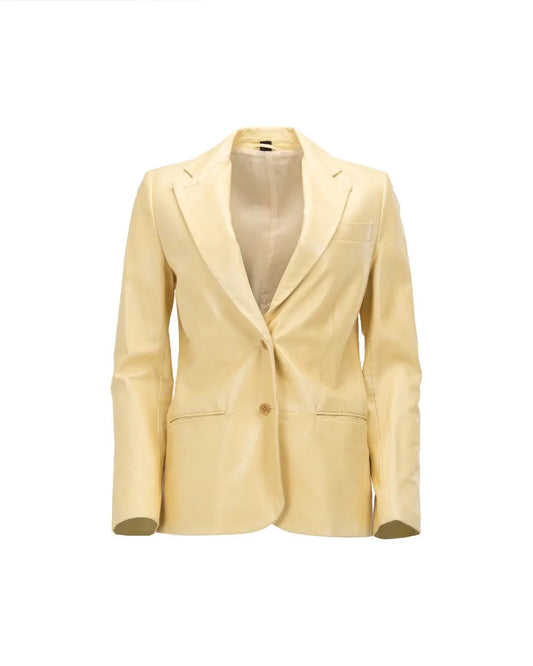Helmut Lang Taupe single-breasted leather blazer jacket Helmut Lang