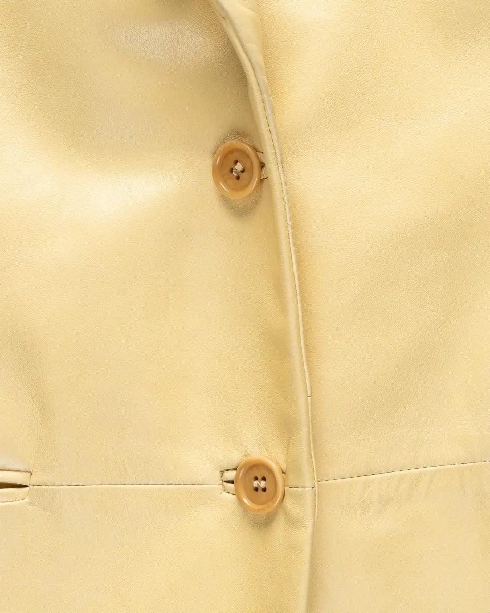 Helmut Lang Taupe single-breasted leather blazer jacket