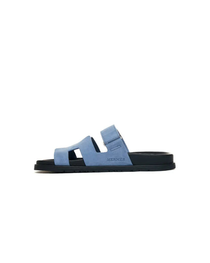 Hermes Chypre blue suede sandals Hermès