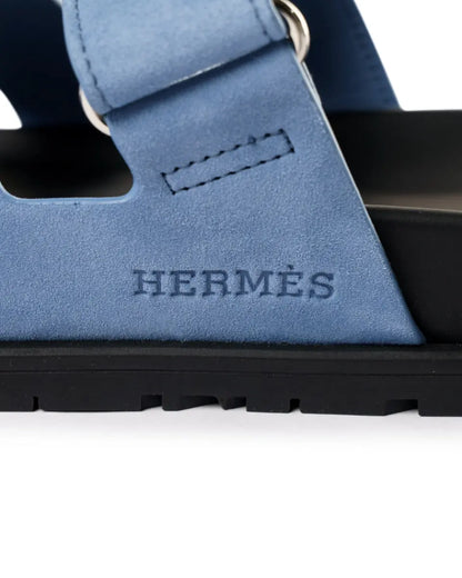 Hermes Chypre blue suede sandals Hermès