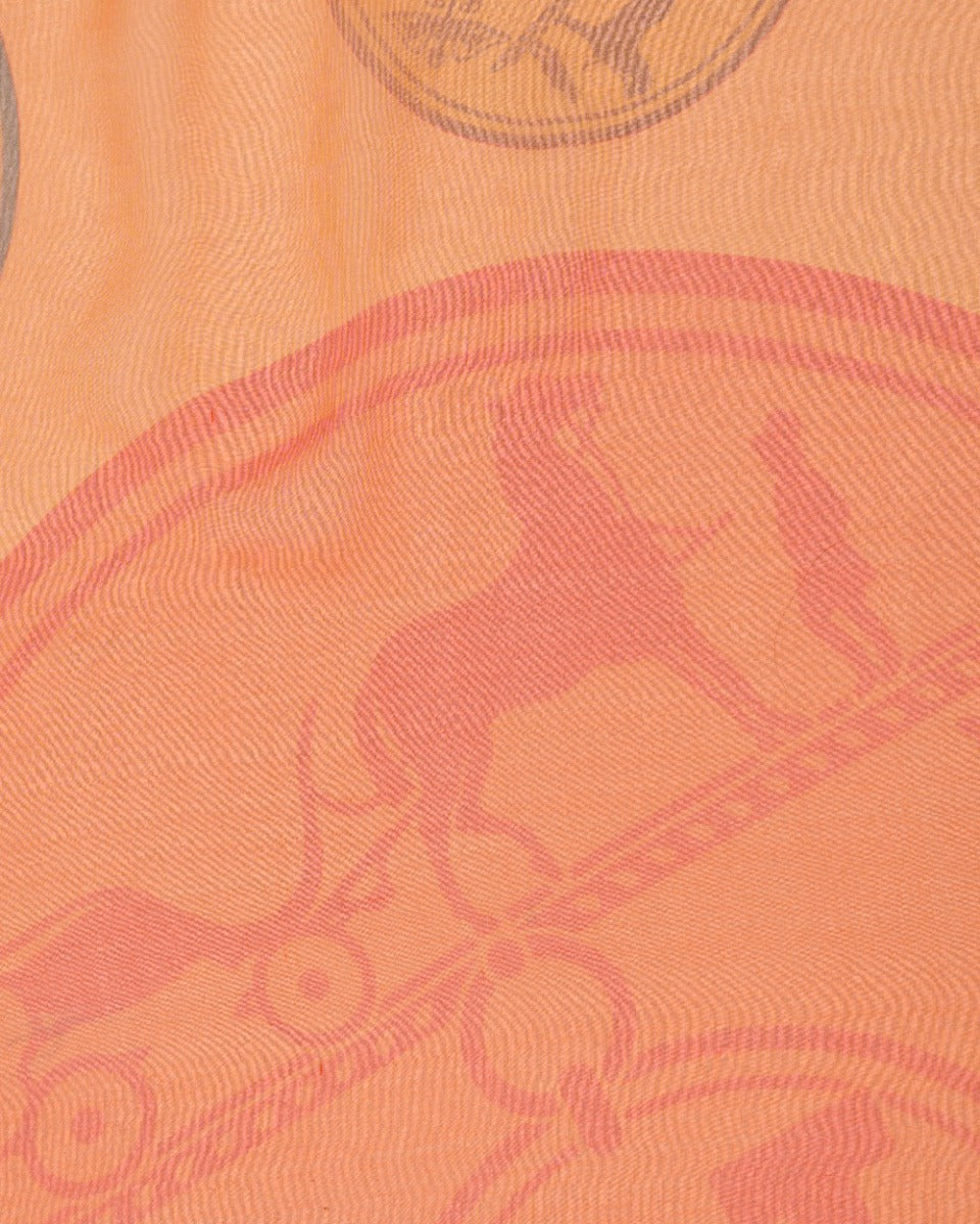 Hermes Herb logo orange silk shawl Hermès