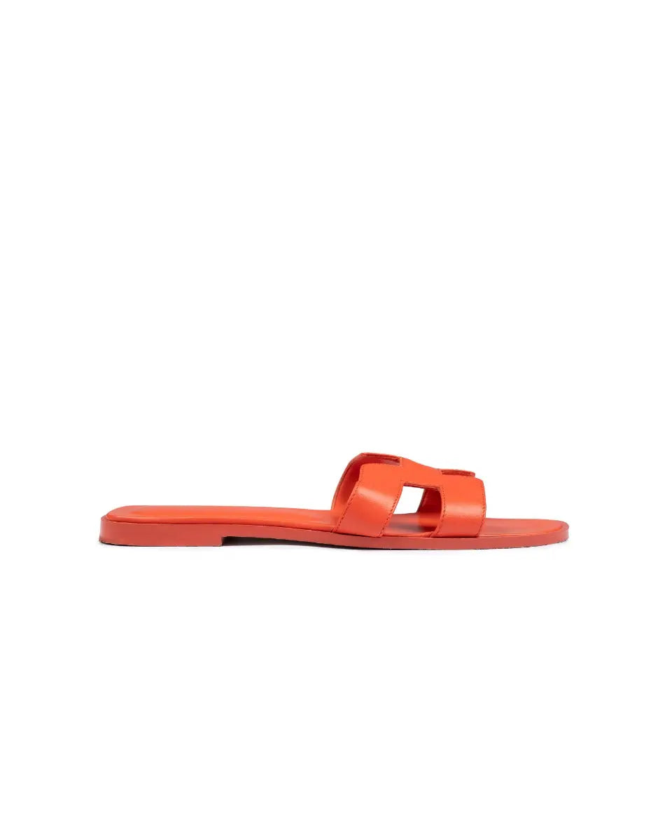 Hermes Oran Orange Capucine calfskin sandals Hermès