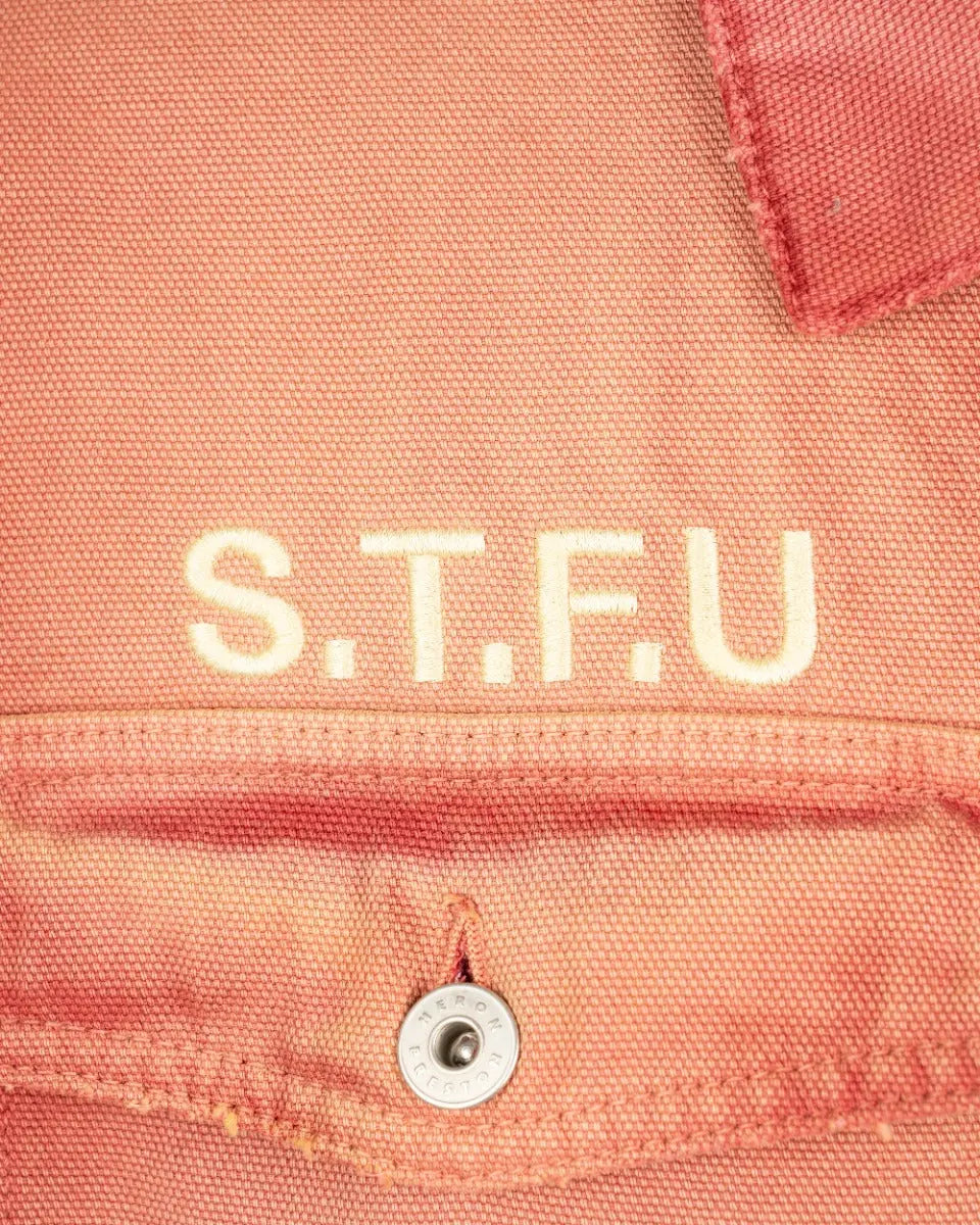 Heron Preston S.T.F.U. distressed faded canvas jacket Heron Preston