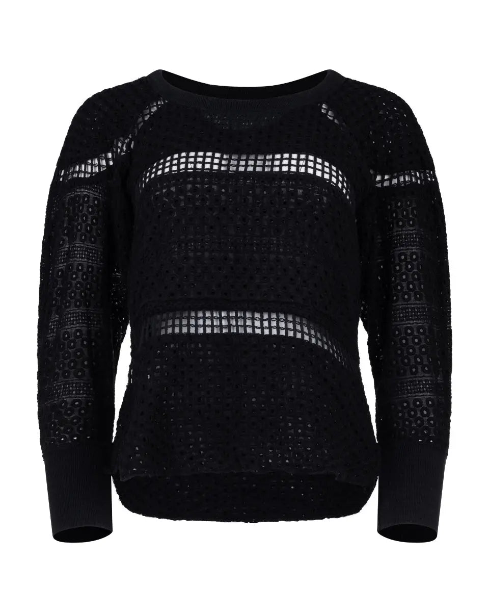 Isabel Marant black crochet raglan sleeve sweater